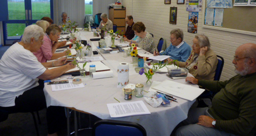 Llandrindod, art workshop, class, flowers, workshop,