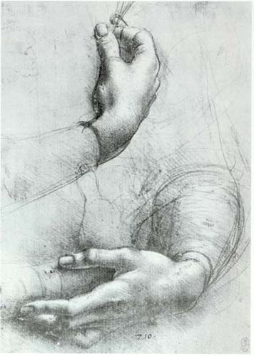 Leonardo da vinci, hands, hand, studies, sketches,
