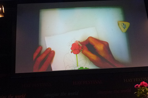 Geranium drawing at Hay festival