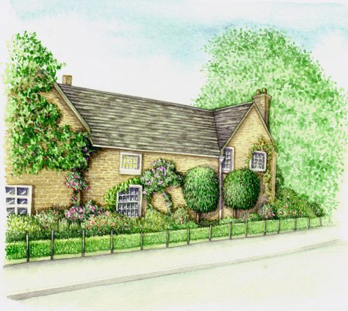 Home in Coxwold village natural history illustration by Lizzie Harper
