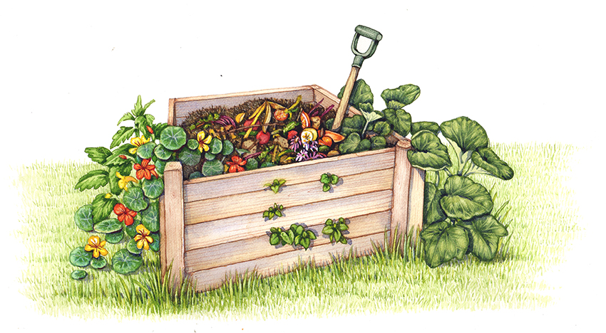 Organic gardening composting pile