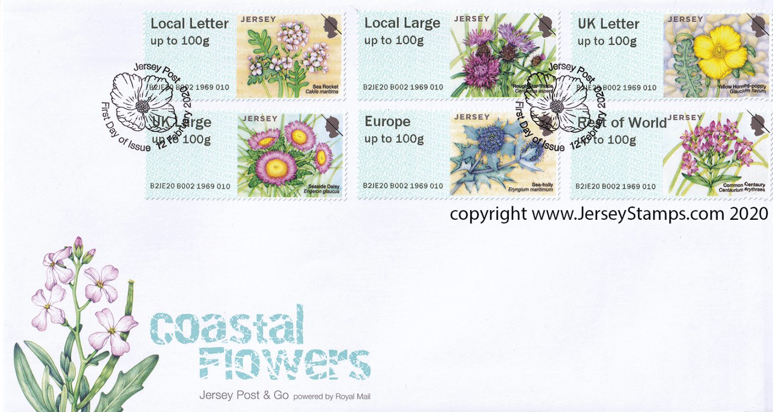 Jersey Post Coastal Flowers stamp issue Lizzie Harper