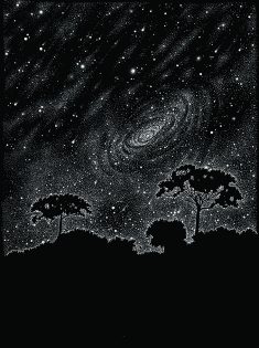 Hidden Universe starry sky and treeline