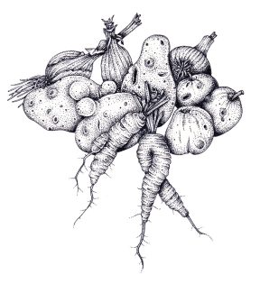 Imperfect vegetables and fruit